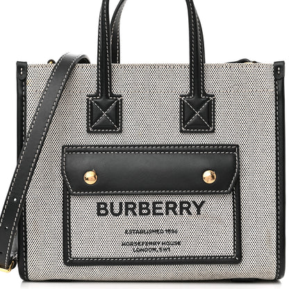 Burberry Canvas Smooth Calfskin Mini Two Tone Freya Tote Black 7 of 14
