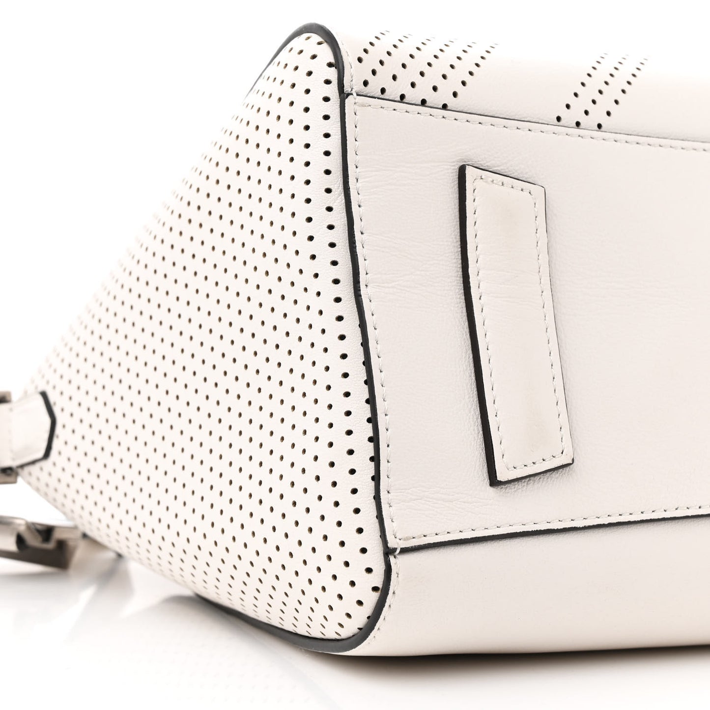 Lambskin Perforated Small Antigona White