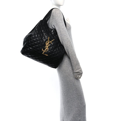Saint Laurent Lambskin Quilted Maxi Icare Shopping Tote Black 2 of 10