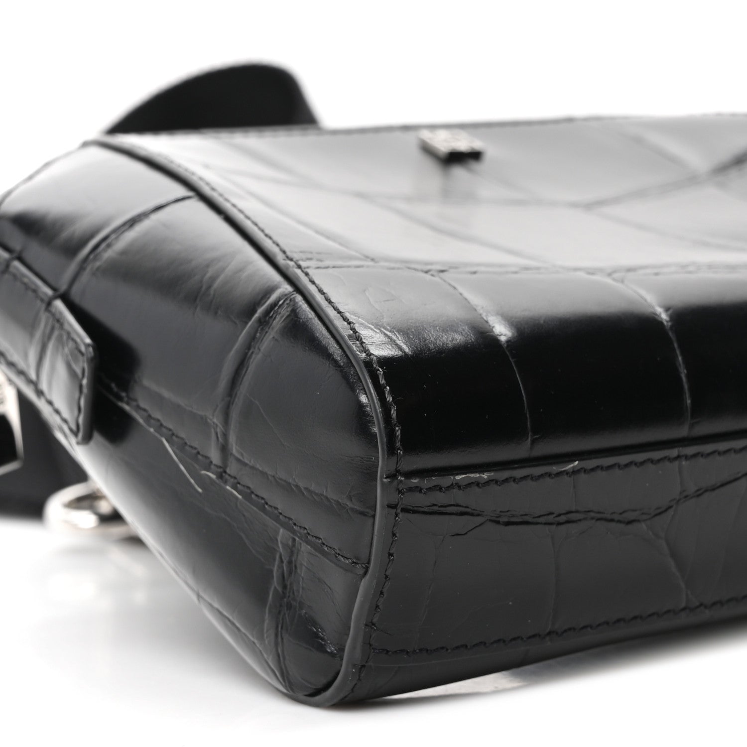 Givenchy Calfskin Crocodile Embossed Antigona U Crossbody Bag Black 8 of 9