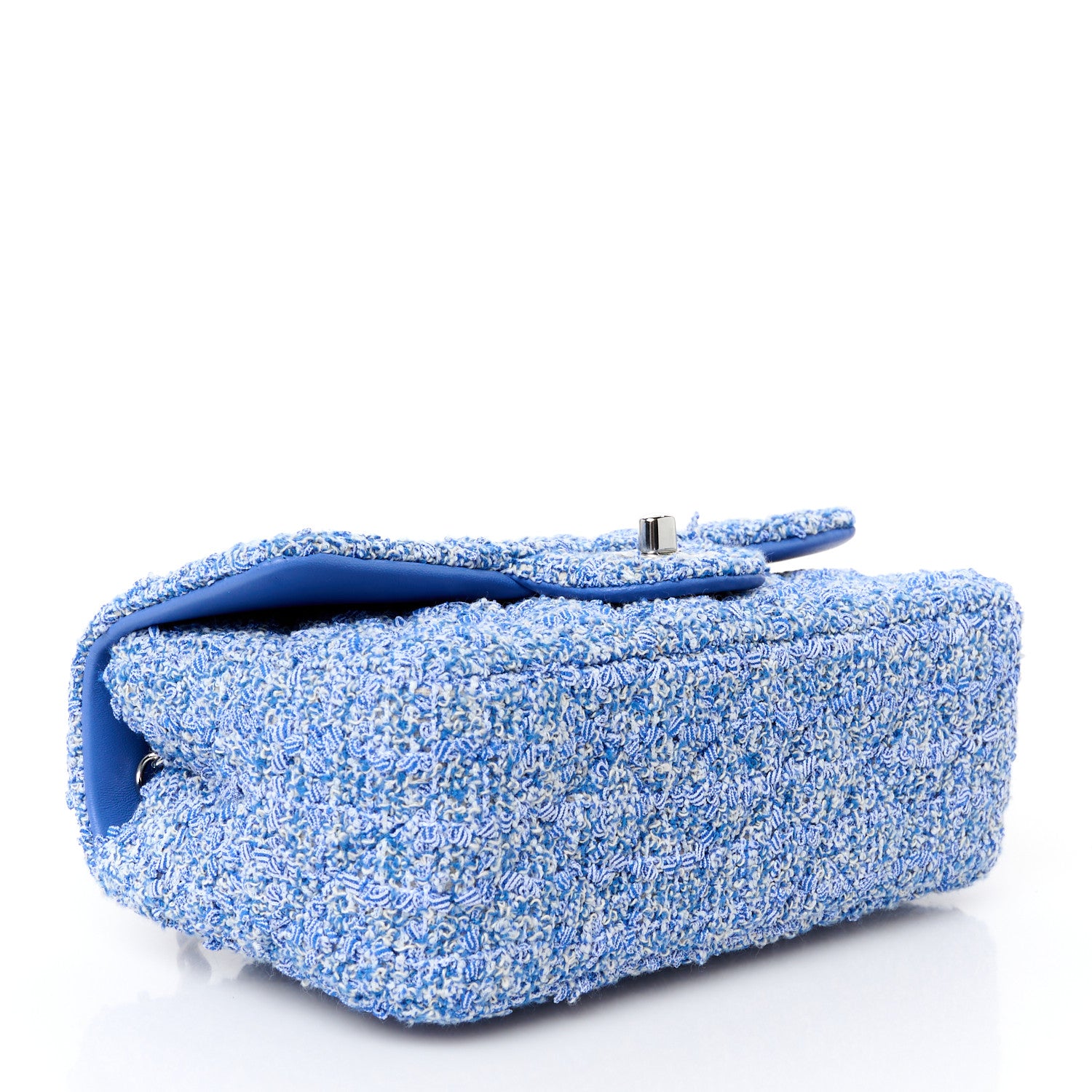 Chanel Tweed Quilted Mini Rectangular Flap Blue White 4 of 11