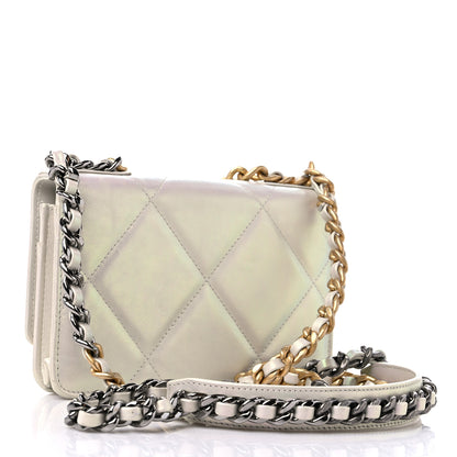 Chanel Iridescent Calfskin Quilted Chanel 19 Wallet On Chain WOC White 3 of 13
