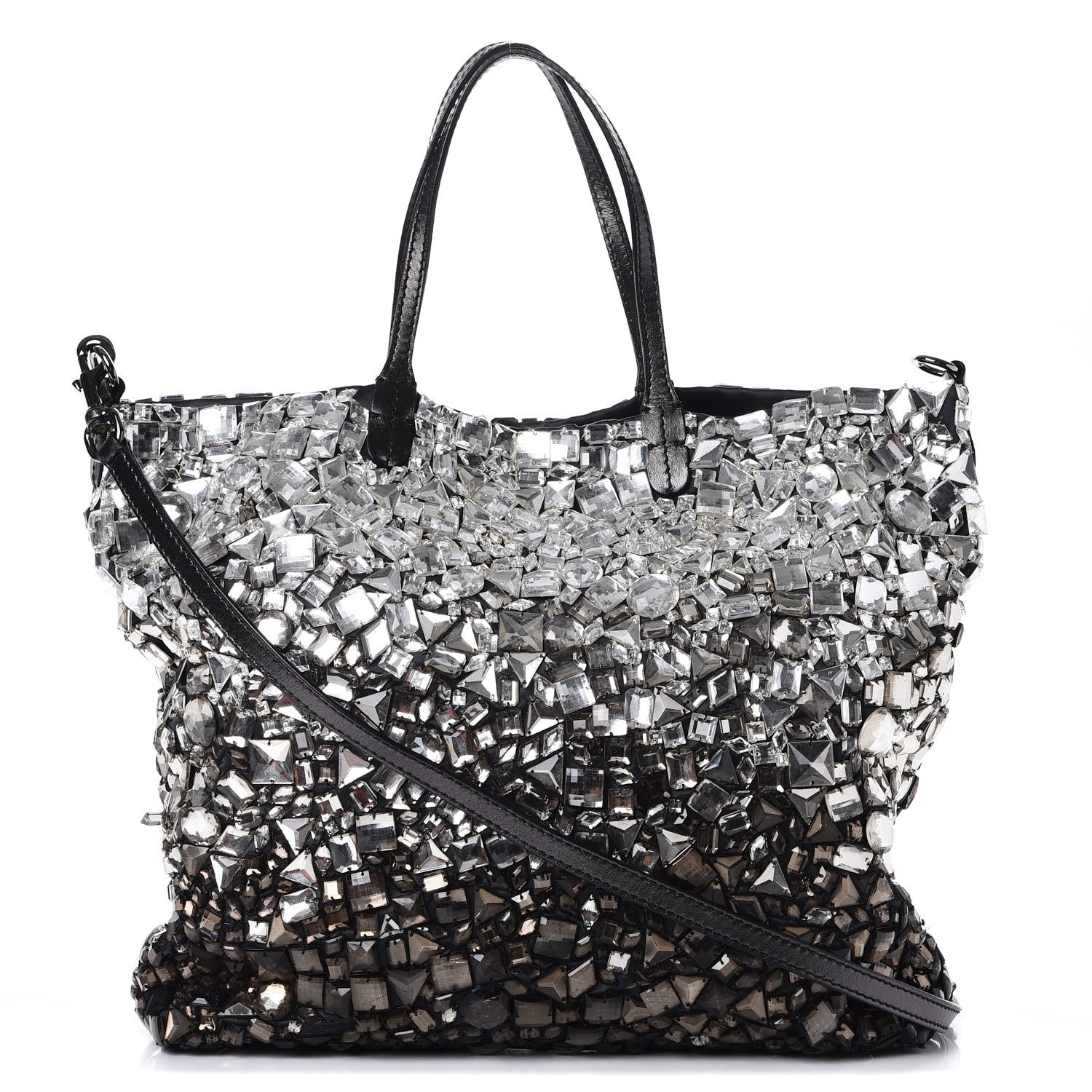 Valentino Garavani Vitello Crystal Ombre Tote Black 1 of 11