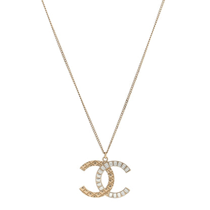 Chanel Metal Baguette Crystal Large CC Necklace Light Gold 2 of 4