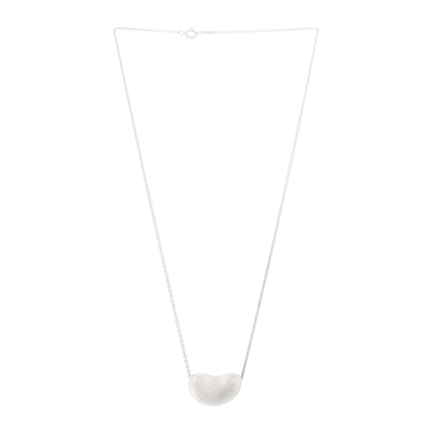 Tiffany Sterling Silver 19mm Elsa Peretti Bean Pendant Necklace 3 of 4