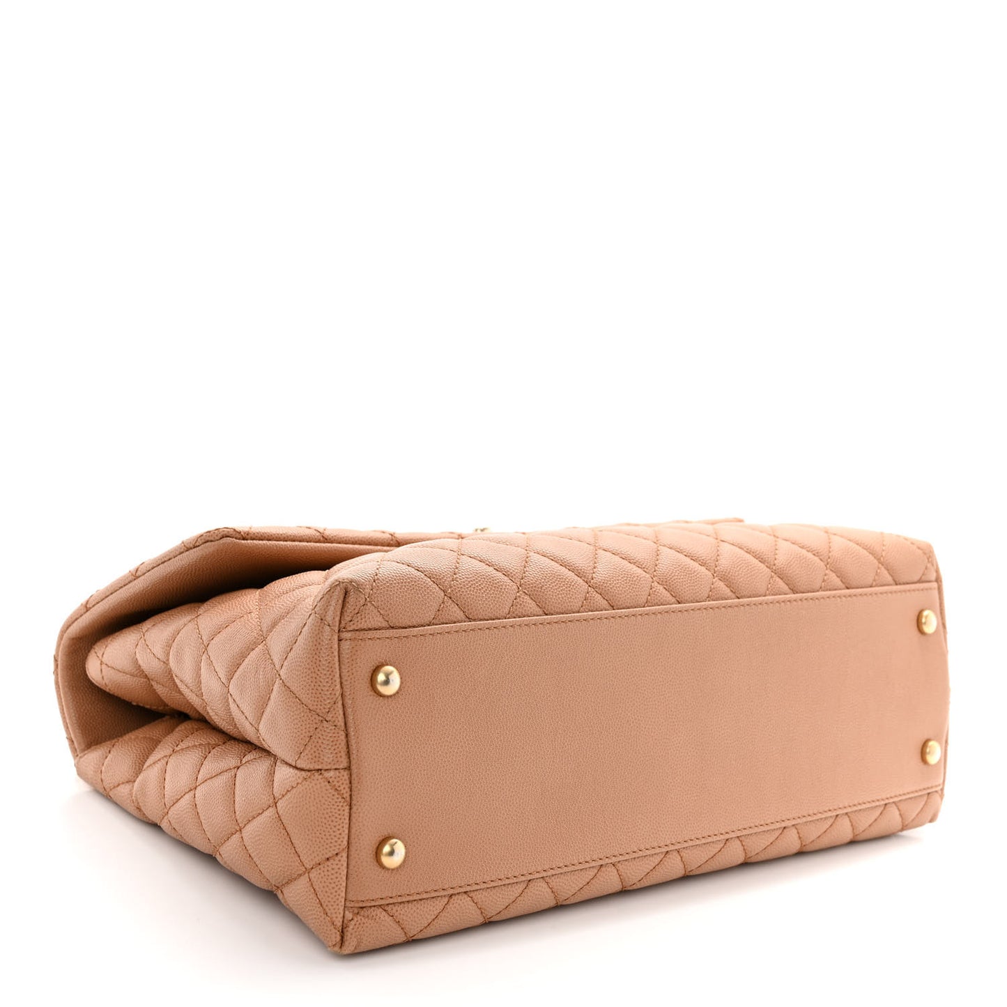 Caviar Lizard Quilted Medium Coco Handle Flap Light Beige