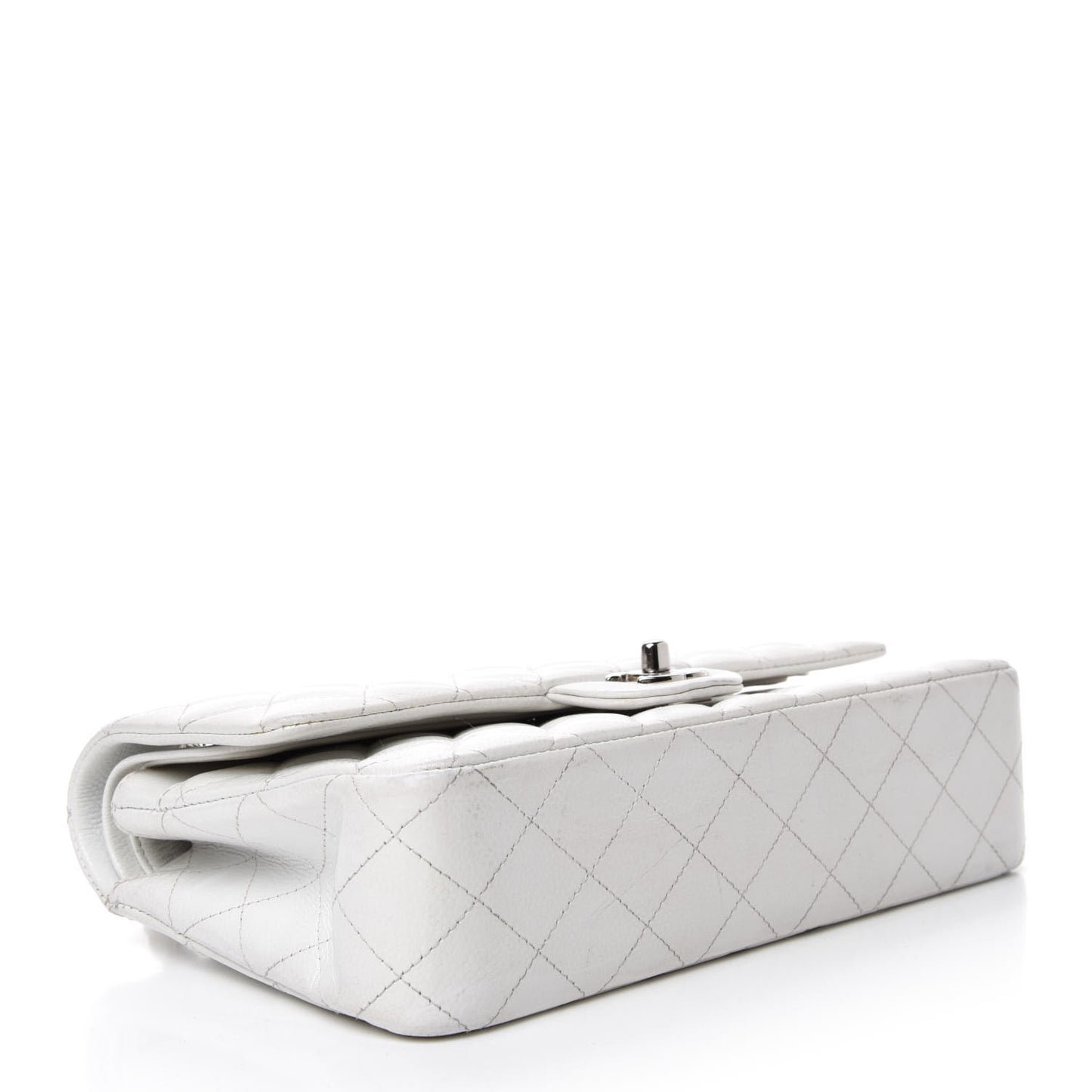 Caviar Quilted Medium Double Flap White