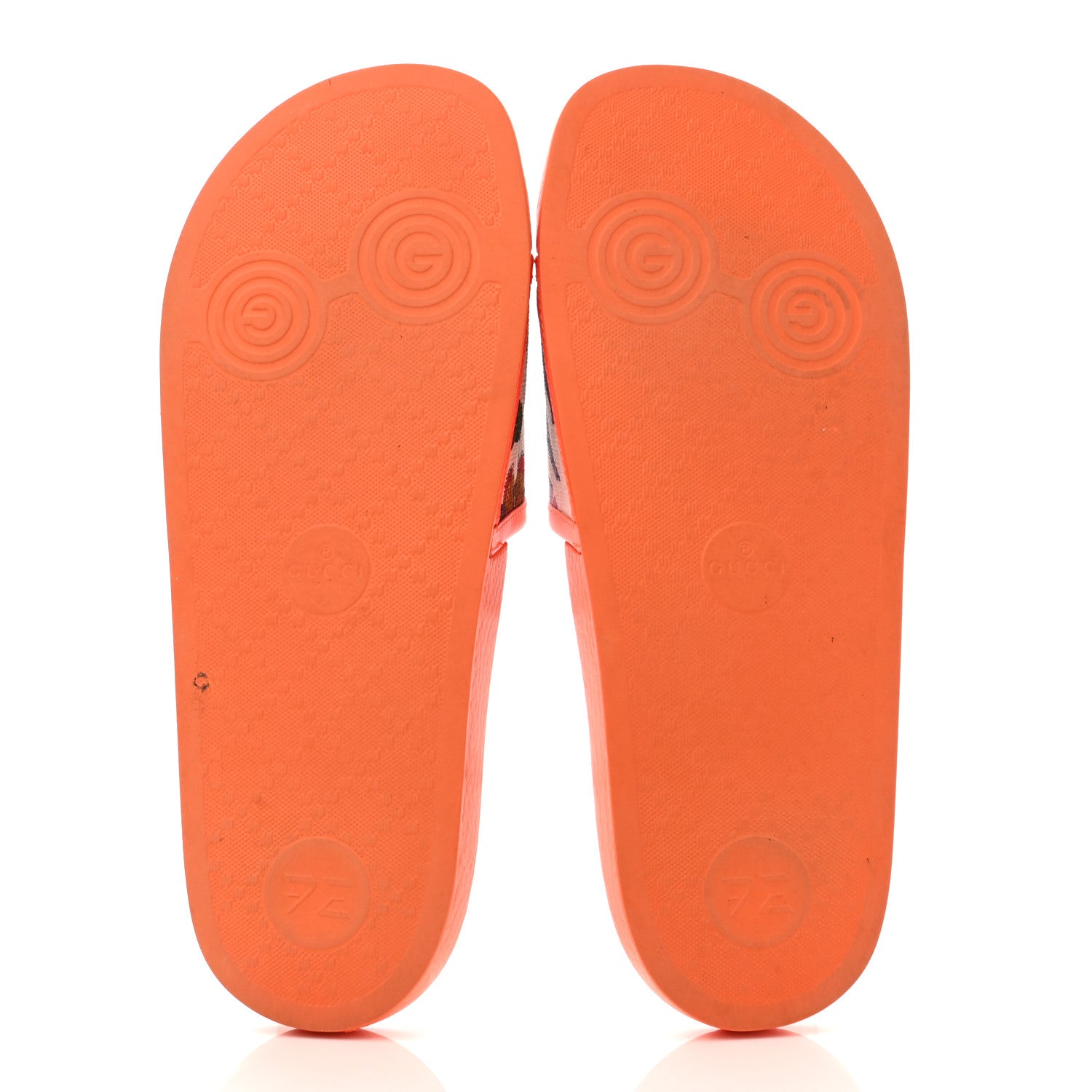 Gucci Canvas Flora Print Slide Sandals 40 Fluorescent Orange 5 of 7