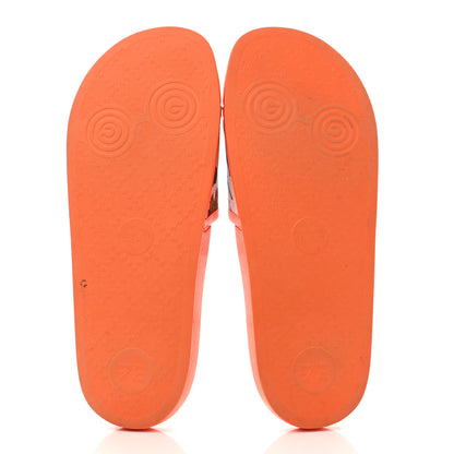 Gucci Canvas Flora Print Slide Sandals 40 Fluorescent Orange 5 of 7
