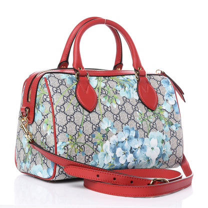 Gucci GG Supreme Monogram Blooms Small Boston Beige Blue Navy Hibiscus Red 3 of 9