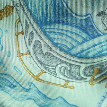 Hermes Silk The Horsawards Scarf 90 Vert Jade Turquoise Anthracite 7 of 8