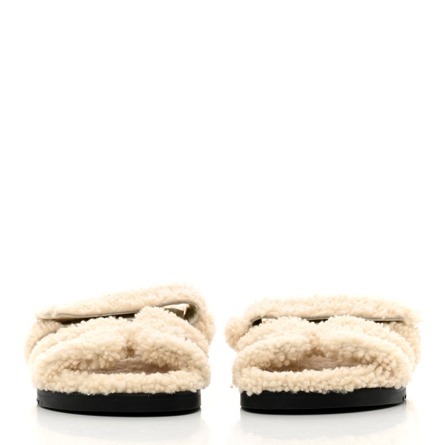Hermes Woolskin Womens Chypre Sandals 37.5 Ecru 2 of 9