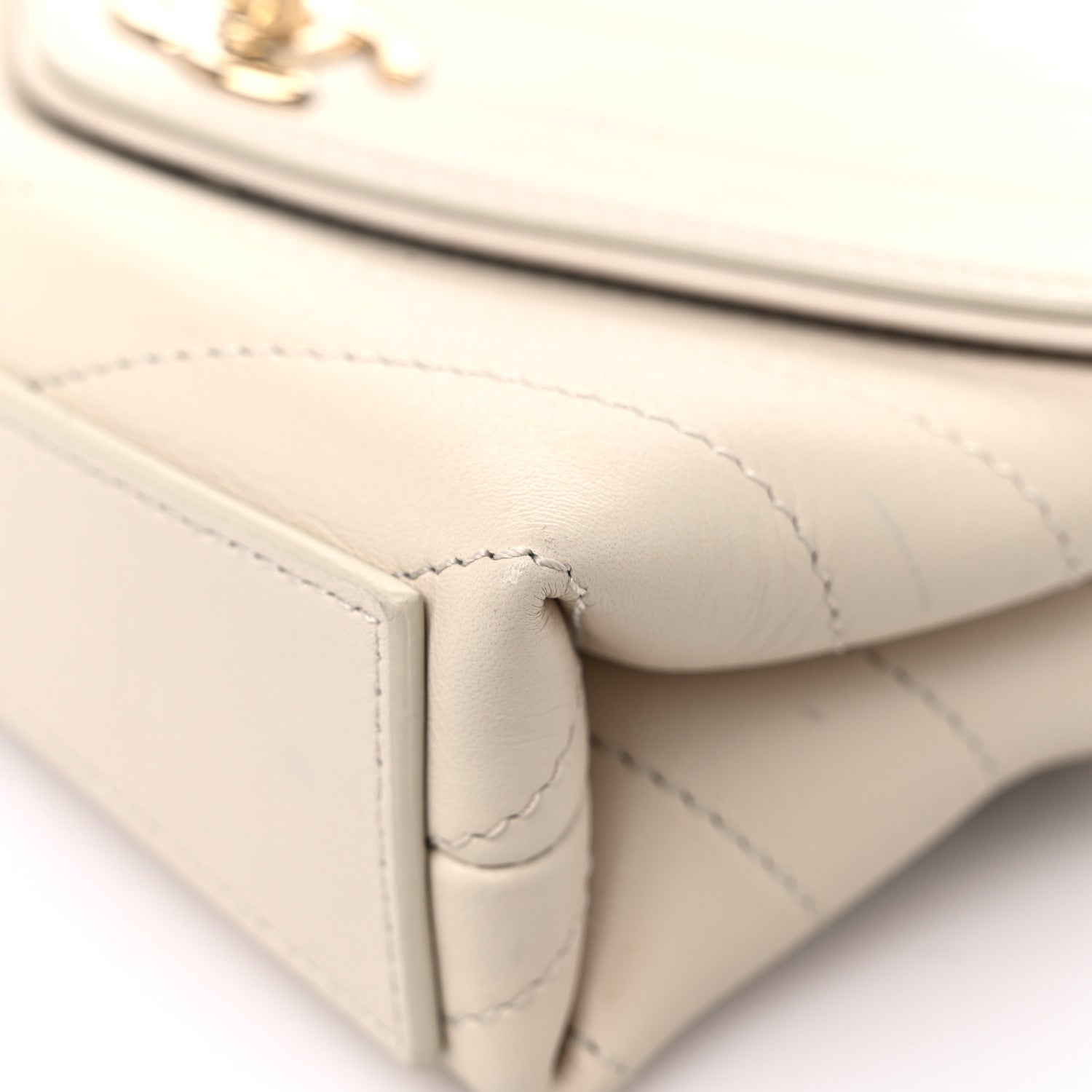 Chanel Calfskin Chevron Stitched Coco Waist Bag Ivory 9 of 18