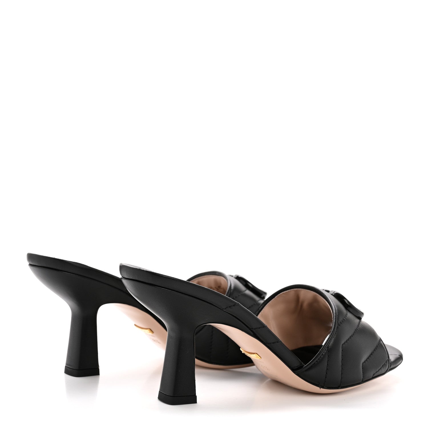 Gucci Nappa Matelasse Monochrome GG Marmont 75mm Slide Sandals 38.5 Black 5 of 10