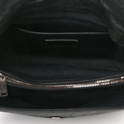 Saint Laurent Calfskin Crocodile Embossed Medium West Hollywood Monogram Fold-Over Grey 4 of 7