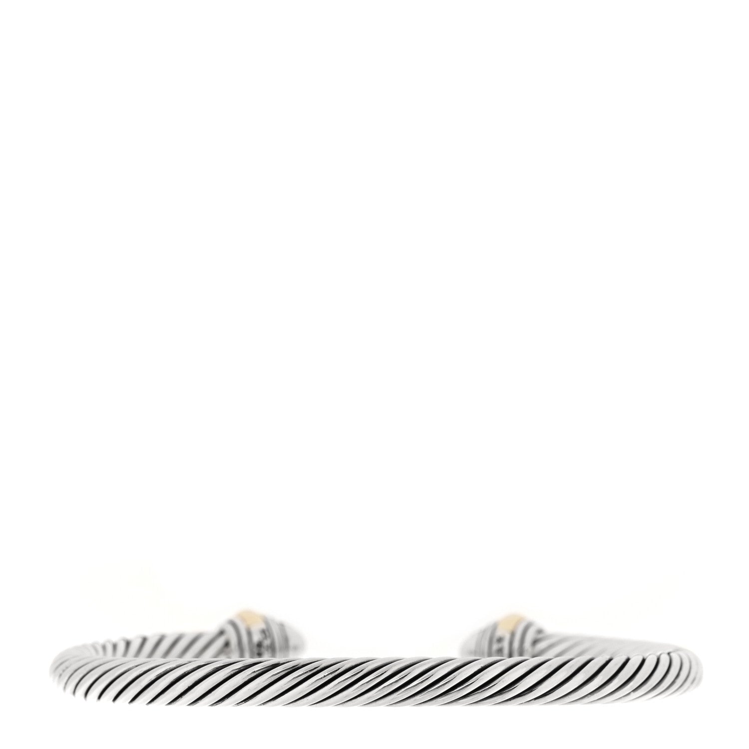 David Yurman Sterling Silver 14K Yellow Gold Diamond 5mm Cable Classics Pave Domes Bracelet 2 of 3