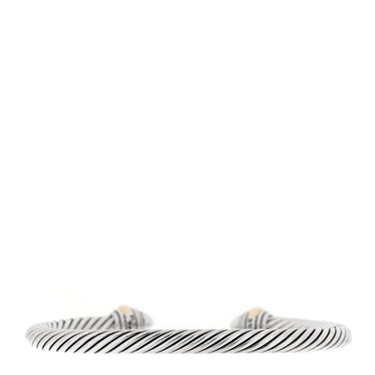 David Yurman Sterling Silver 14K Yellow Gold Diamond 5mm Cable Classics Pave Domes Bracelet 2 of 3