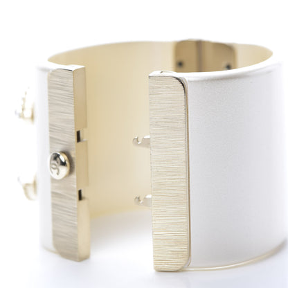 Chanel Resin Crystal Pearl April In Paris CC Cuff Beige 5 of 5