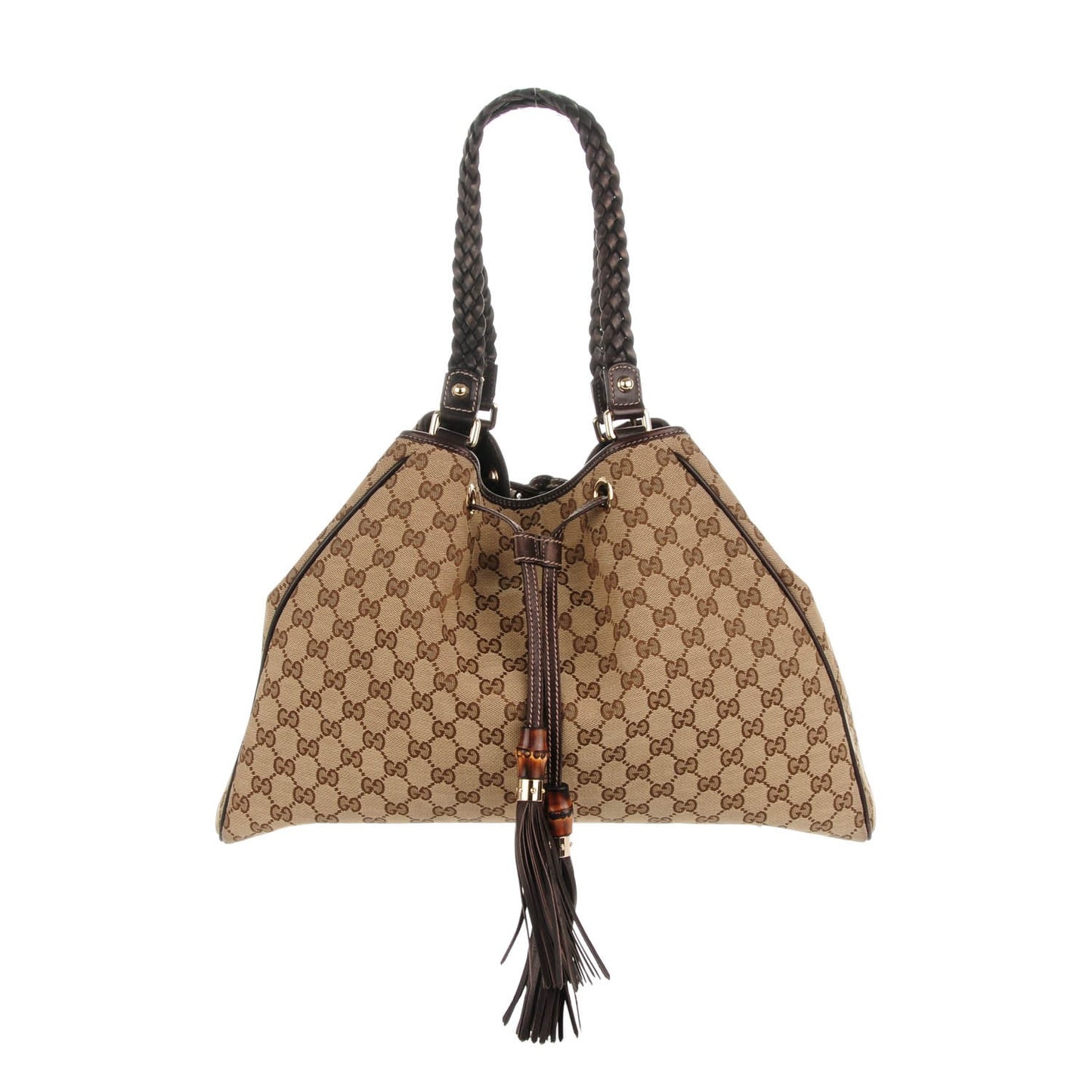 Monogram Peggy Braided Tote Dark Brown