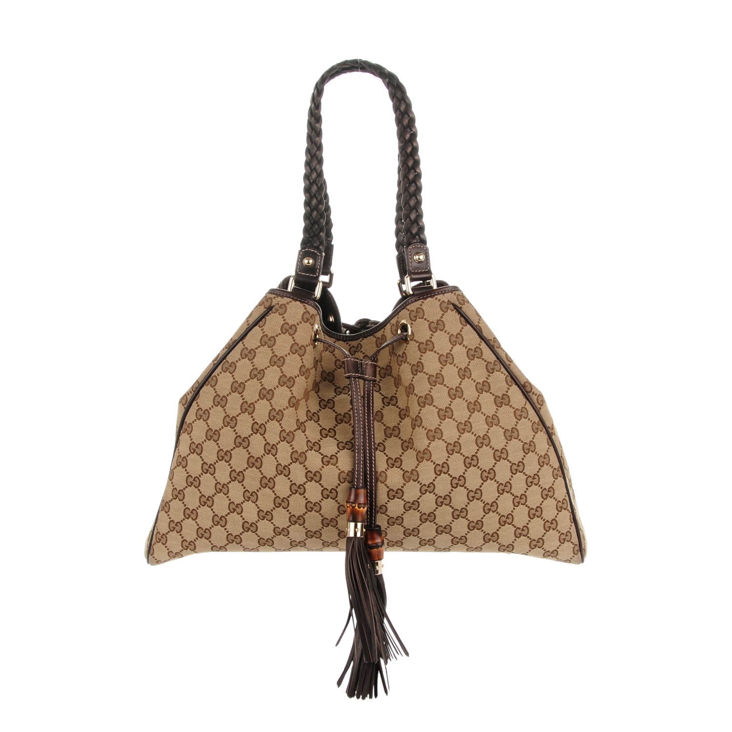 Gucci Monogram Peggy Braided Tote Dark Brown 1 of 8