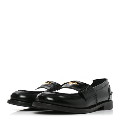 Miu Miu Calzature Spazzolato Bicolor Penny Loafer 36 Black White 4 of 9