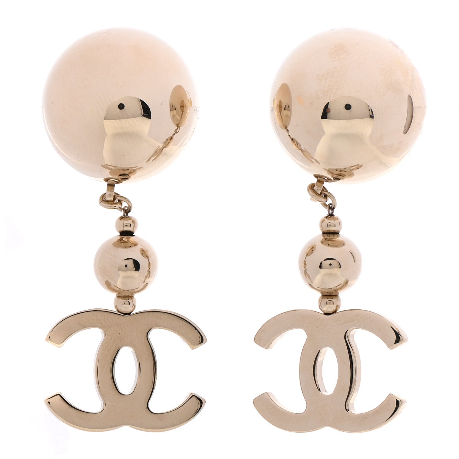 Chanel Metal CC Drop Earrings Gold 1 of 4