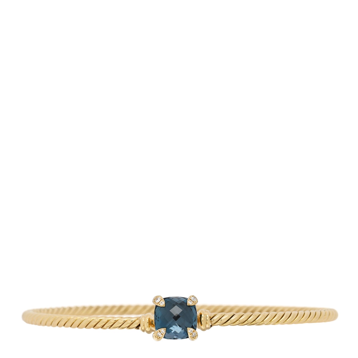 18K Yellow Gold Hampton Blue Topaz Diamond 8mm Chatelaine Bracelet