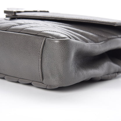 Saint Laurent Sheepskin Matelasse Chevron Monogram Medium College Bag Light Coal 11 of 13