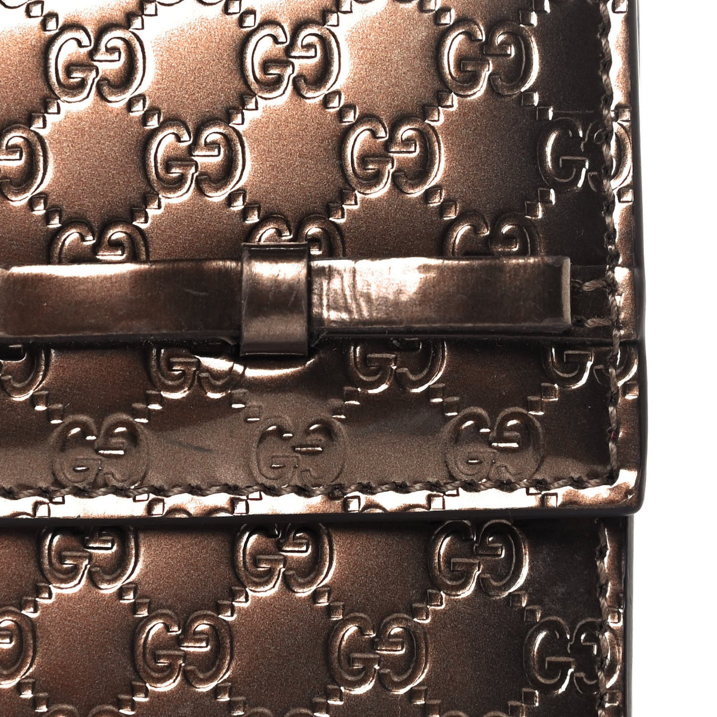 Metallic Microguccissima Mayfair Continental Wallet Bronze