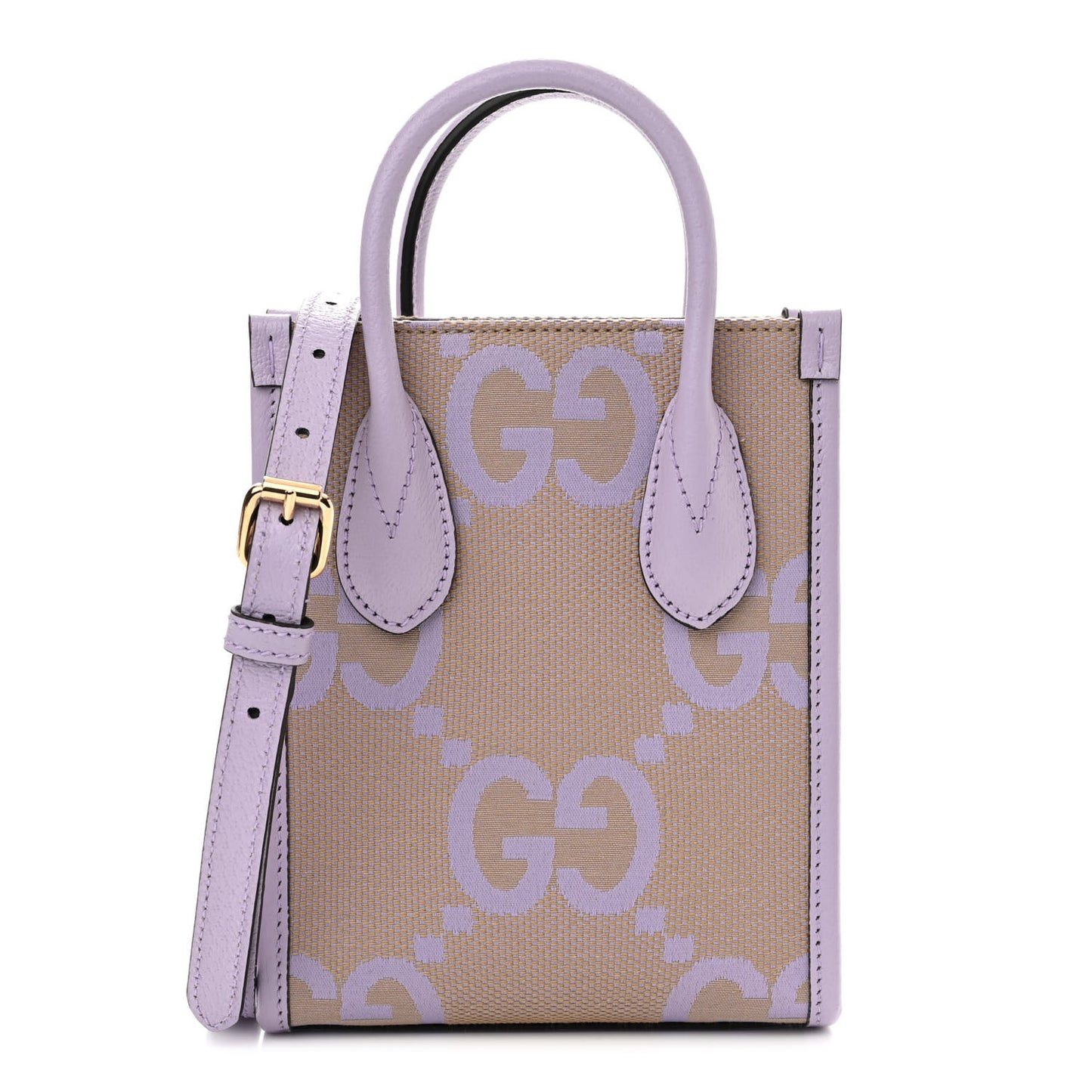 Monogram Jumbo GG Textured Dollar Calfskin Mini Tote Bag Beige Lapis