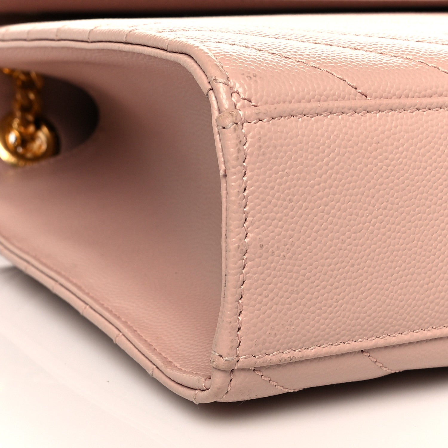 Saint Laurent Grain De Poudre Matelasse Chevron Large Monogram Satchel Pale Pink 9 of 11