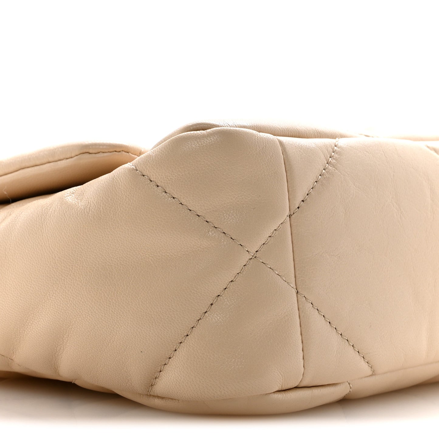 Goatskin Quilted Medium Chanel 19 Flap Beige