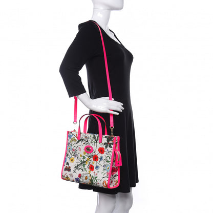 Gucci Canvas Medium Flora Tote Fuchsia 2 of 10