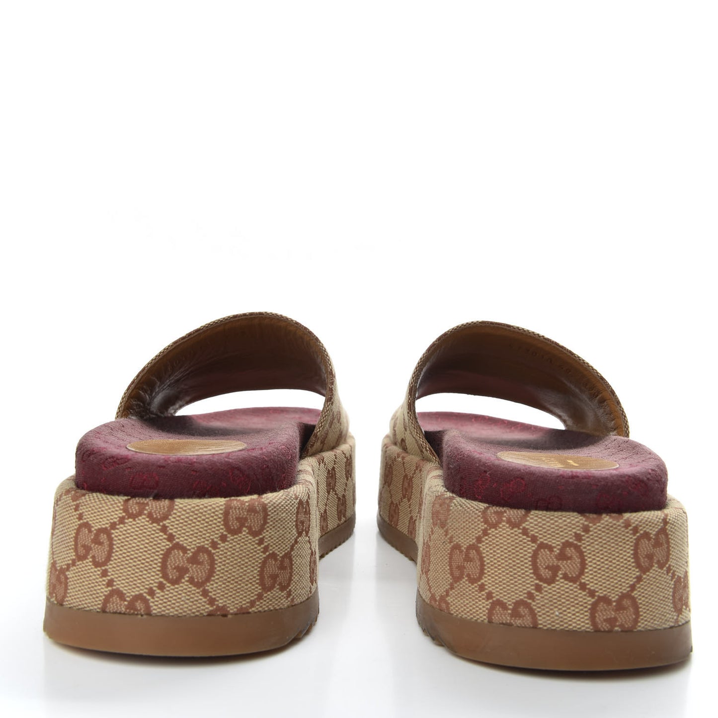 Canvas GG Monogram Angelina Platform Slide Sandals 40 Beige Ruggine