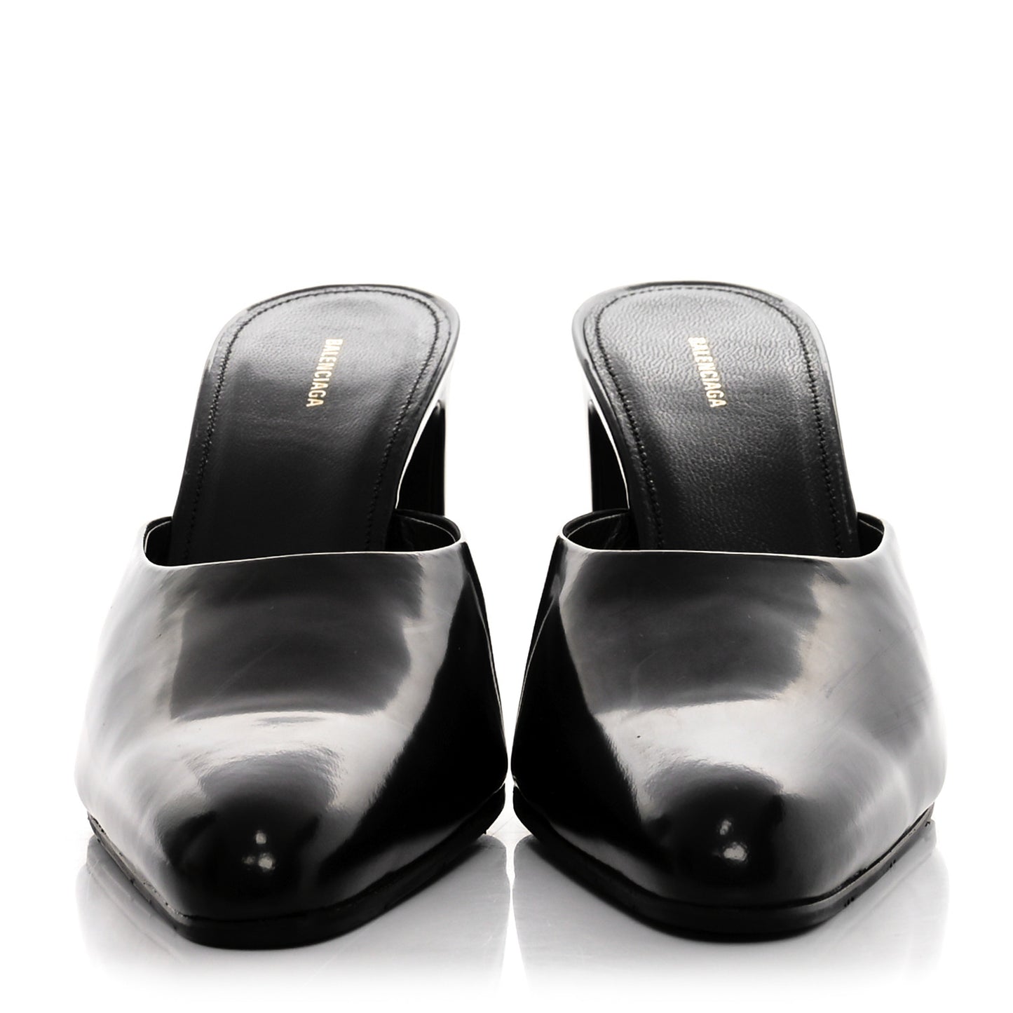 Patinated Calfskin Mule Pumps 38.5 Black