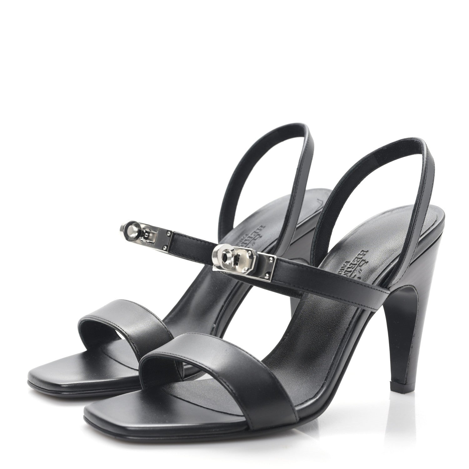 Hermes Calfskin Glamour 75 Sandals 35 Black 3 of 9