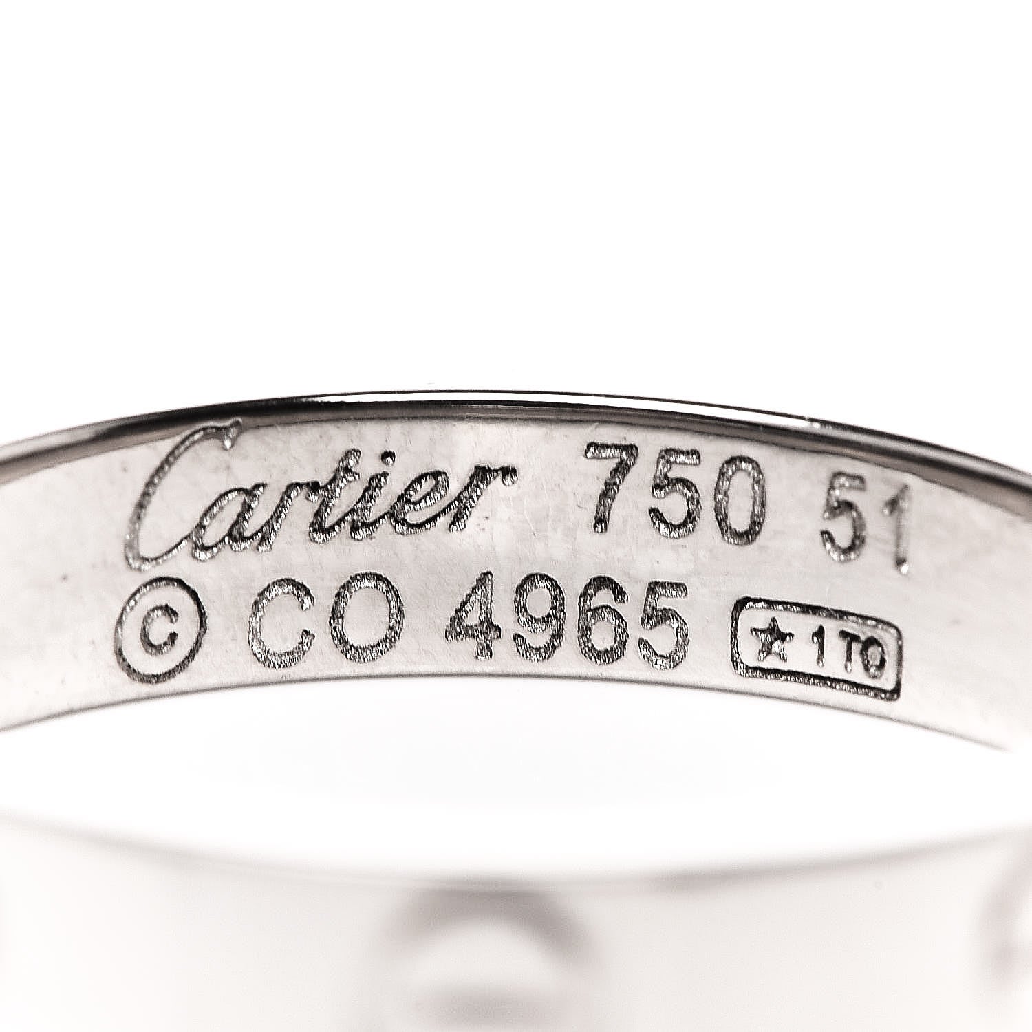 Cartier 18K White Gold 3.5mm LOVE Wedding Band Ring 51 5.75 4 of 4
