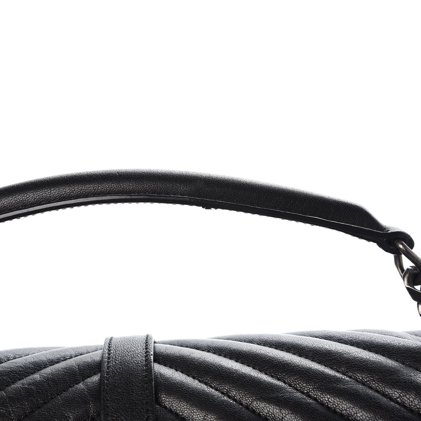 Sheepskin Matelasse Chevron Monogram Large College Satchel Black
