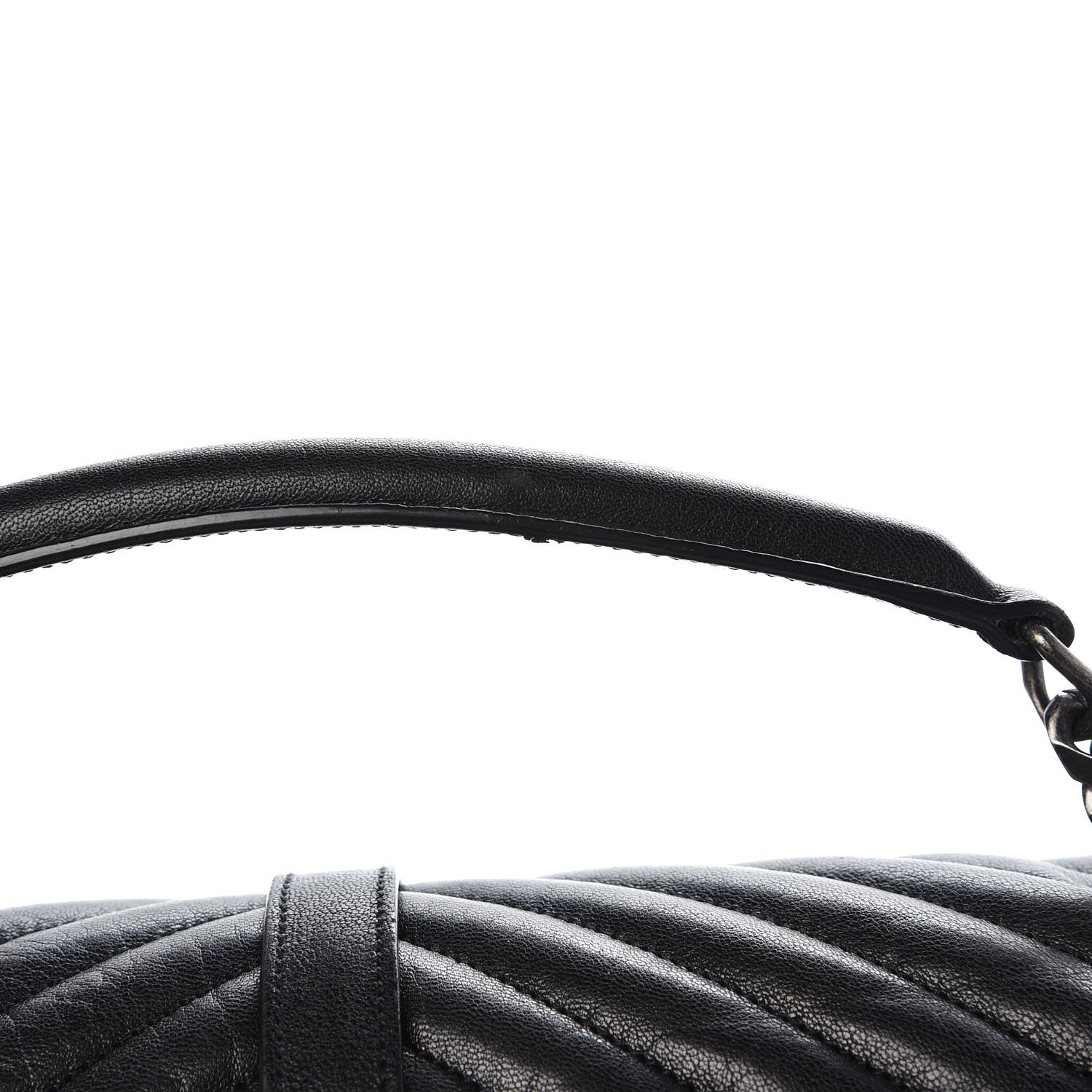 Saint Laurent Sheepskin Matelasse Chevron Monogram Large College Satchel Black 10 of 13