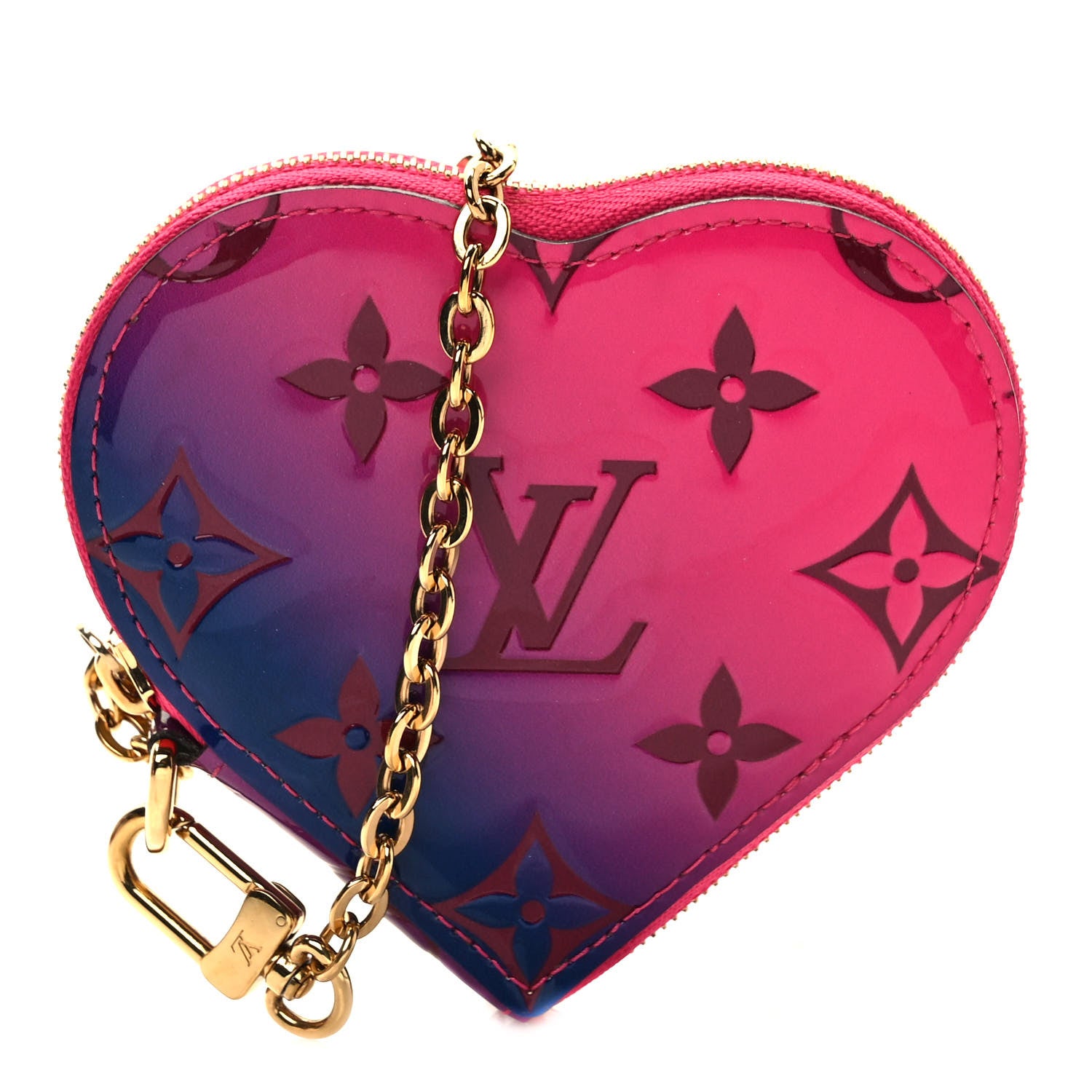 Louis Vuitton Vernis Gradient Love Lock Heart Coin Purse Pink Purple 1 of 7