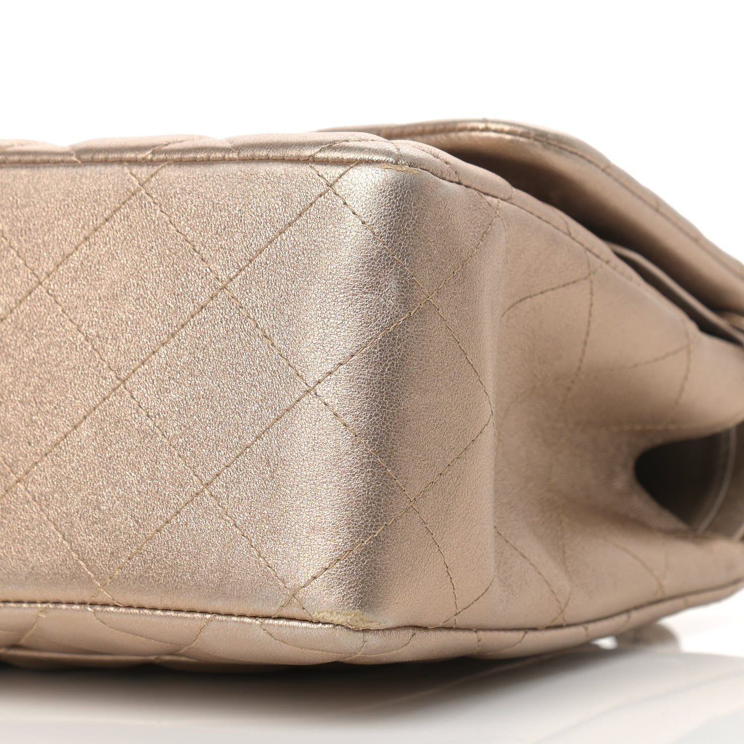 Chanel Metallic Lambskin Quilted Jumbo Double Flap Gold 8 of 17