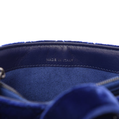 Chanel Velvet Quilted Mini Phone Holder Crossbody Bag Blue 10 of 12