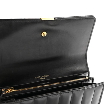 Saint Laurent Patent Calfskin Matelasse Monogram Large Vicky Continental Wallet Black 11 of 12