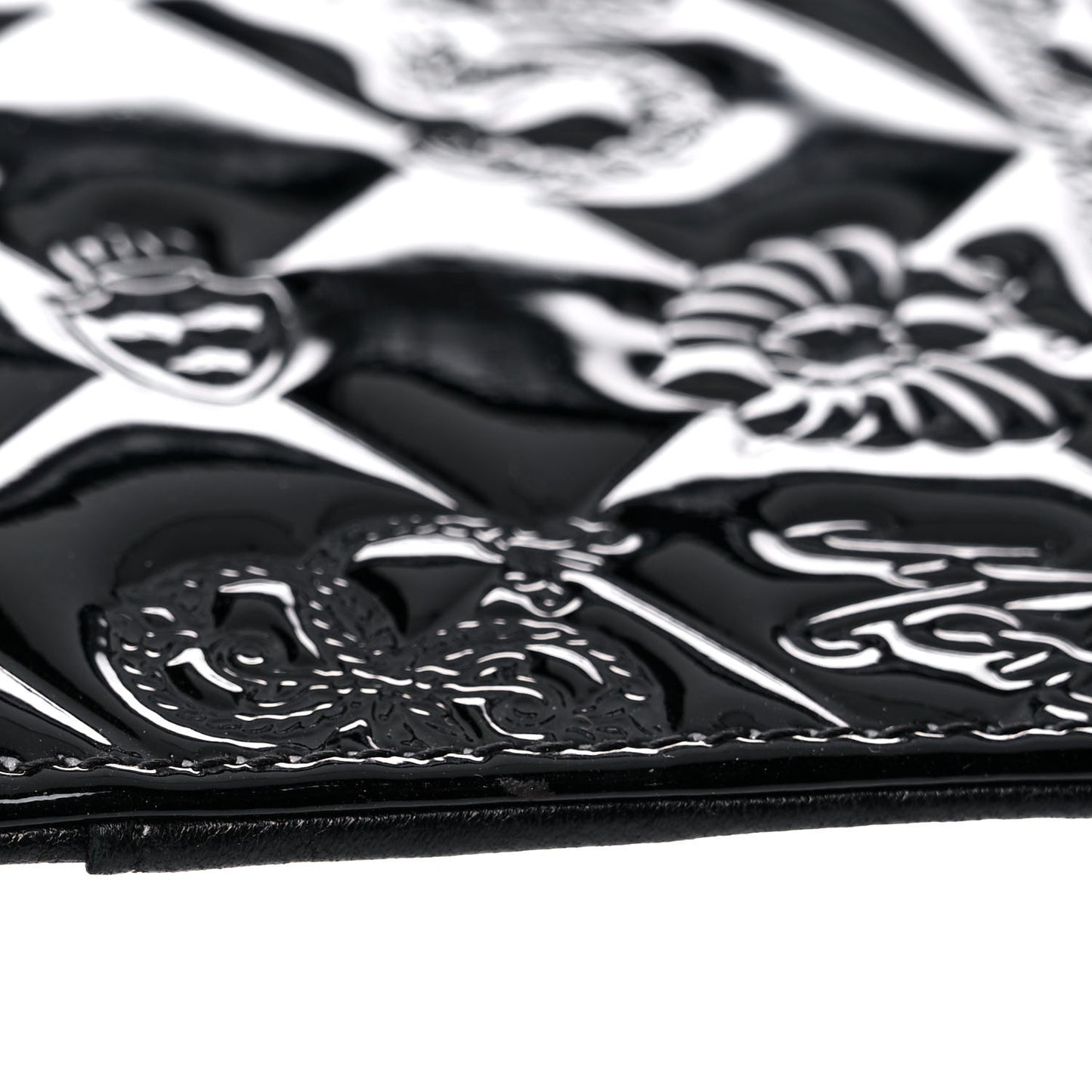 Patent Calfskin Lucky Symbols Agenda Cover Black