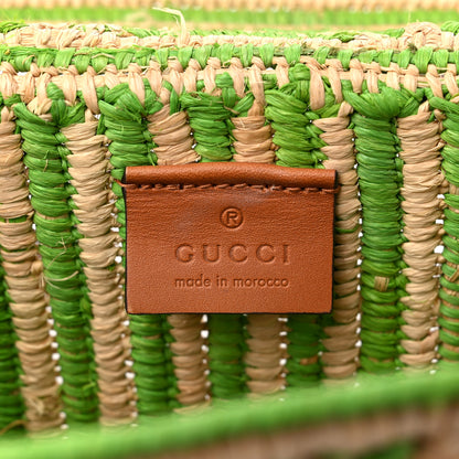 Gucci Raffia Woven Small GG Marmont Shoulder Bag Natural Light Green 6 of 9