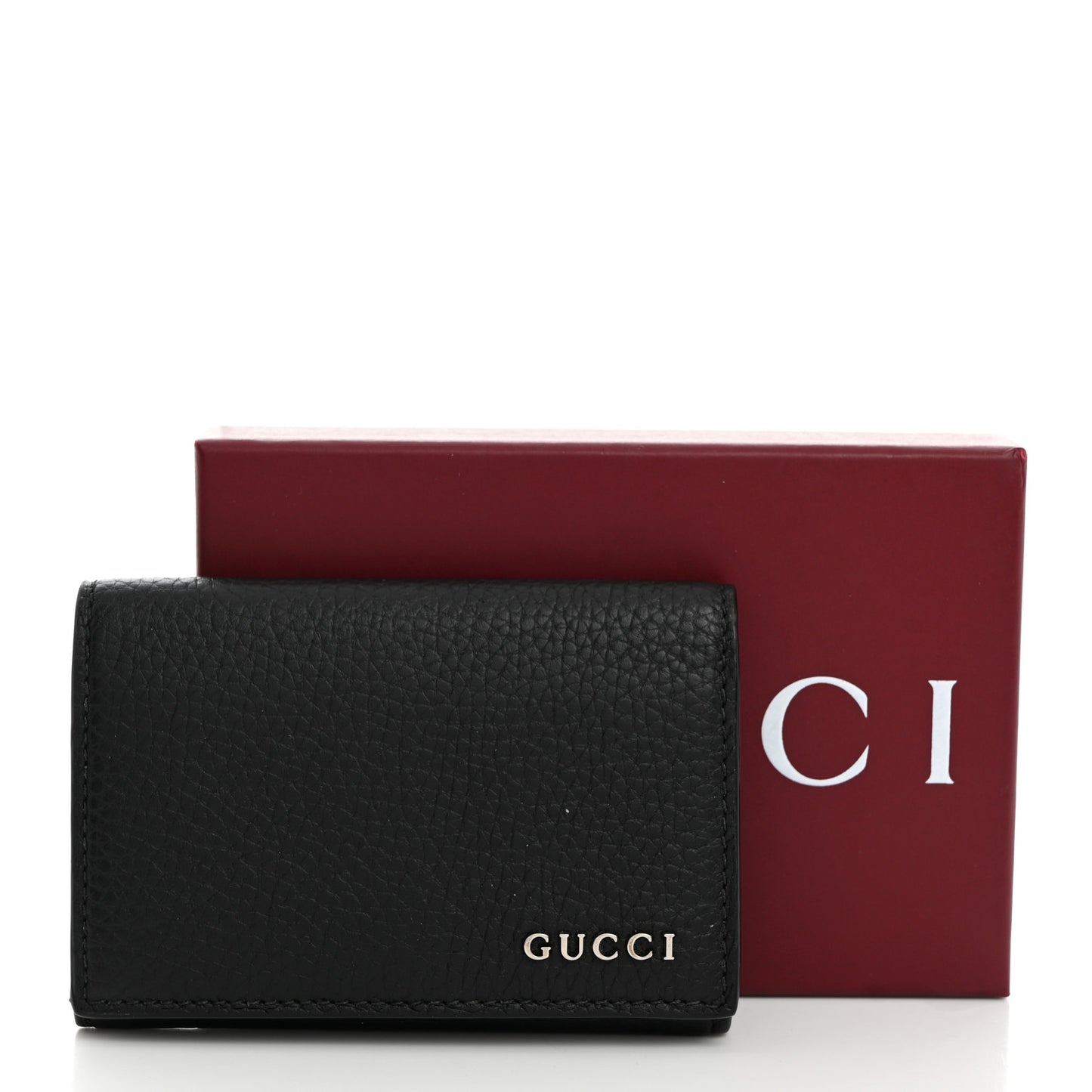 Grained Calfskin Logo Long Card Case Black