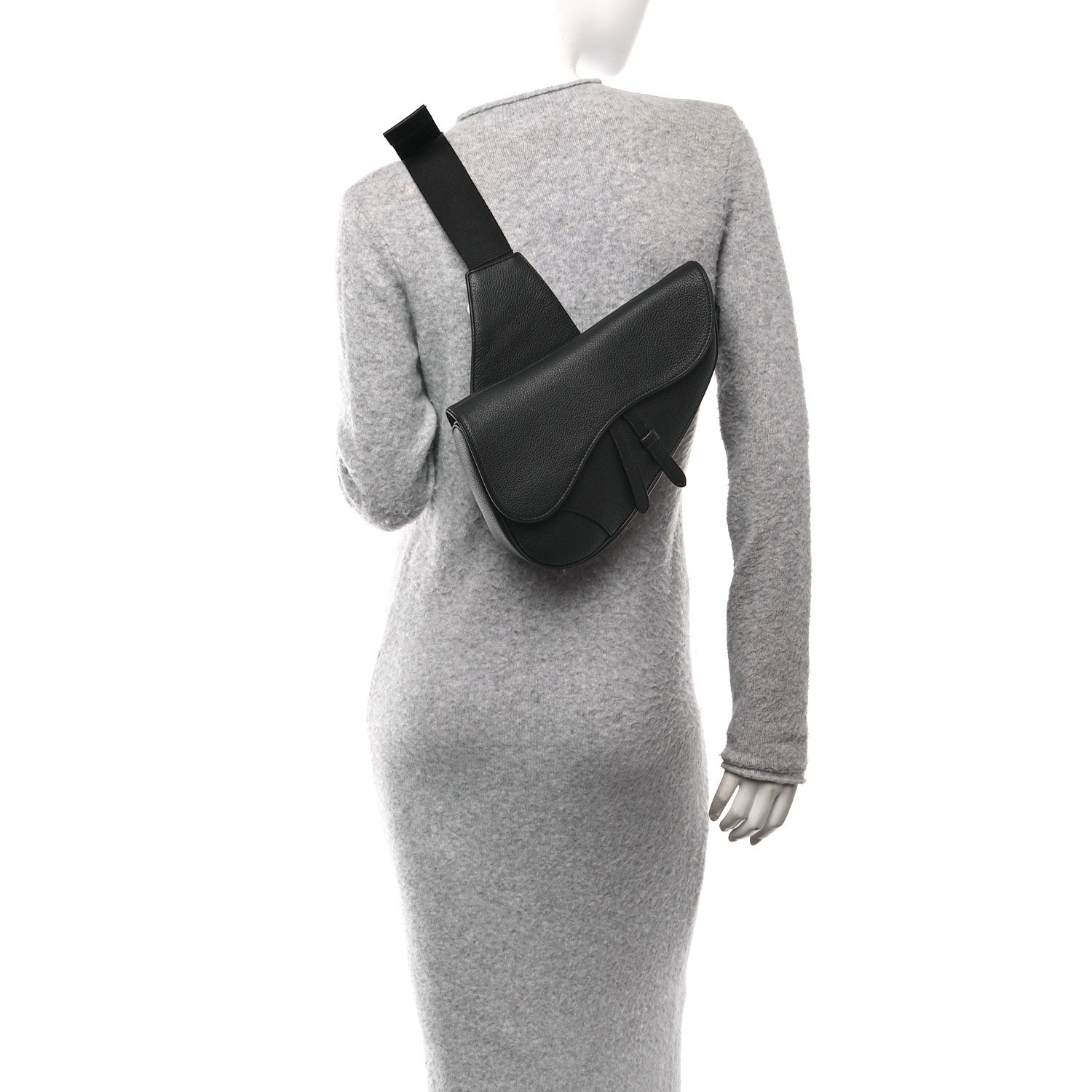 Christian Dior Grained Calfskin Kim Jones Saddle Bag Black 1795879