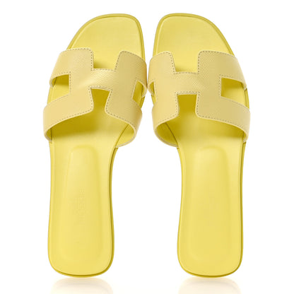 Hermes Epsom Oran Sandals 37 Jaune Pollen 2 of 9