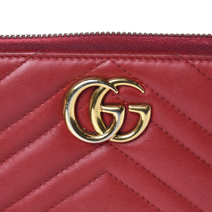 Gucci Calfskin Matelasse GG Marmont Zip Around Wallet Hibiscus Red 15 of 15