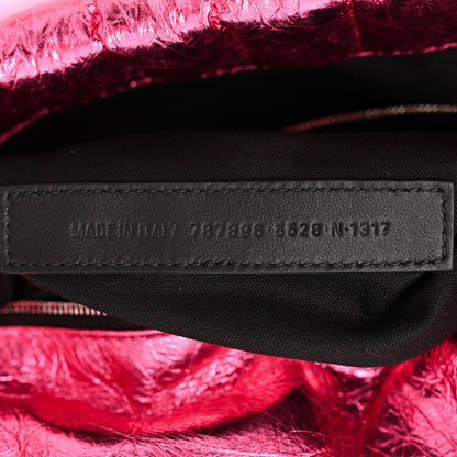 Balenciaga Metallized Crushed Calfskin Quilted Small Monaco Shoulder Bag Pink 7 of 10